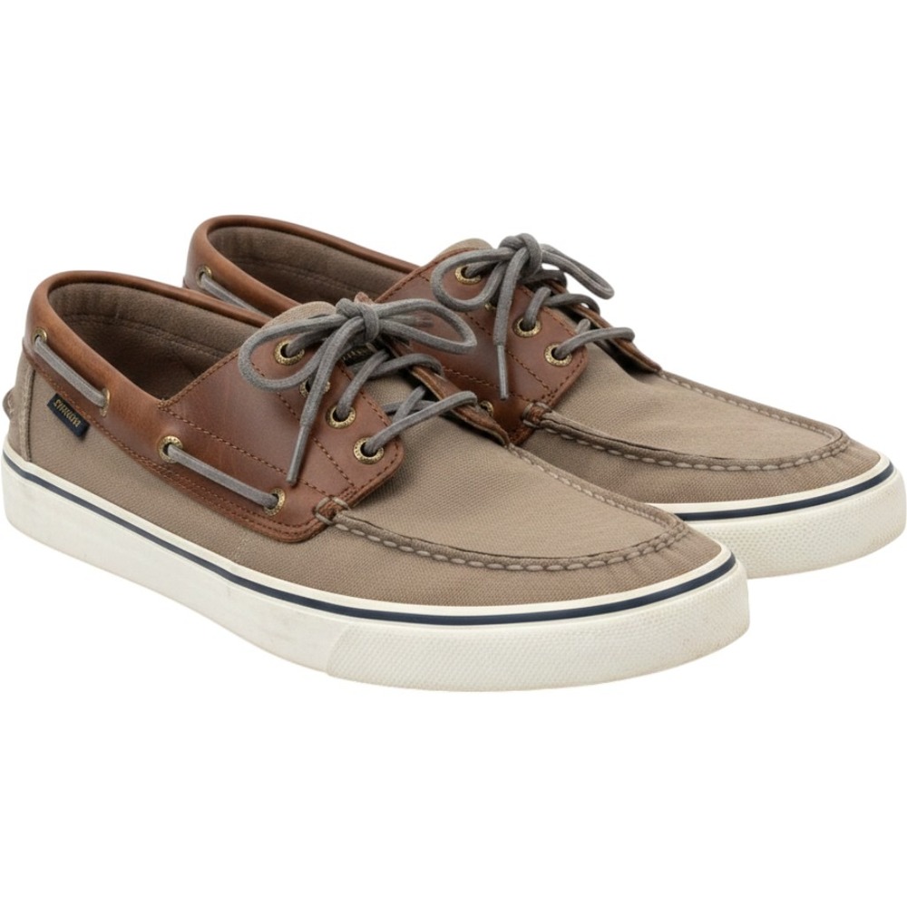 Sperry Top-Sider Bahama II Mens 10.5 Boat Shoes Tan Brown Canvas Leather STS1986